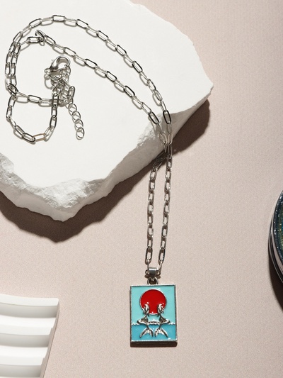 Кулон на цепочке «Картина», рыбки, цветной в серебре, 45 см