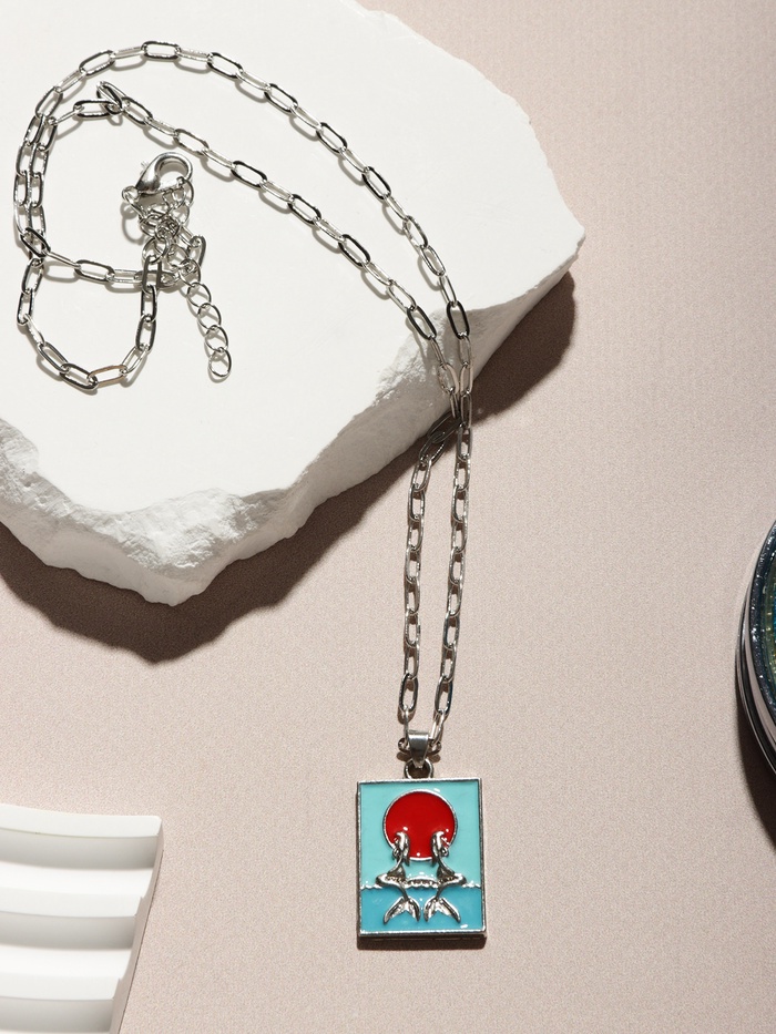 Кулон на цепочке «Картина», рыбки, цветной в серебре, 45 см - Фото 1