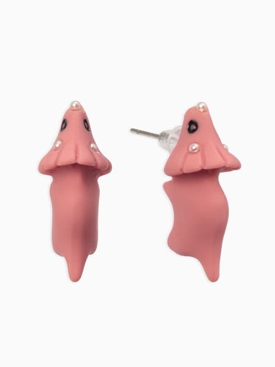 Серьги из полимерной глины «Динозавр», цвет розовый