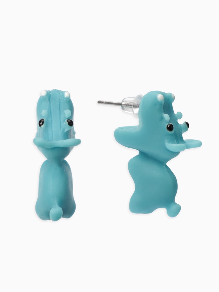 Серьги из полимерной глины «Бегемот», цвет голубой - Фото 1