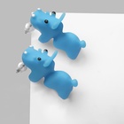 Серьги из полимерной глины «Бегемот», цвет голубой - Фото 3