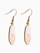 Серьги с эмалью «Лапка» кота, розово-белые в золоте - Фото 2