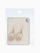 Серьги с эмалью «Лапка», кота, розово-белые в золоте - Фото 5