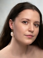 Серьги с эмалью «Лапка», кота, розово-белые в золоте - Фото 7