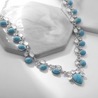 Колье под натуральный камень «Бирюза» с лунным камнем, цвет бело-голубой в серебре, 50 см - Фото 1