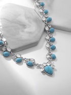 Колье под натуральный камень «Бирюза» с лунным камнем, цвет бело-голубой в серебре, 50 см - фото 61033881