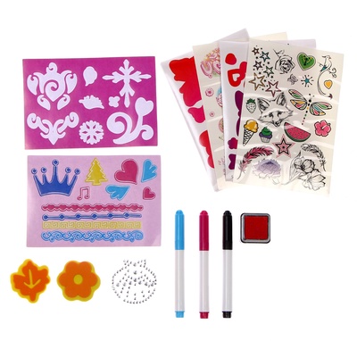Переводные татуировки детские своими руками и раскраски-наклейки «Юная принцесса», набор для творчества
