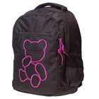 Рюкзак молодёжный, 41 х 30 х 15 см, светоотражающий элемент, Hatber Basic Style "Мой мишка" чёрный/розовый, NRk_89130 - Фото 2