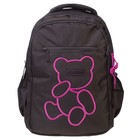 Рюкзак молодёжный, 41 х 30 х 15 см, светоотражающий элемент, Hatber Basic Style "Мой мишка" чёрный/розовый, NRk_89130 - Фото 3