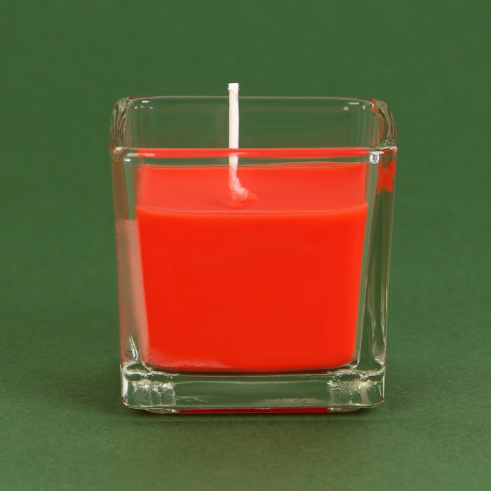 Свеча арома в квадратном стакане "Новый год", аромат яблоко, 5,3 х 5,3 см