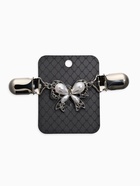 Зажим для кардигана «Бантик», цвет белый в серебре - Фото 3