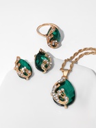 Гарнитур 3 предмета: серьги, кулон, кольцо «Капли», цвет бело-зелёный в золоте, 45 см - Фото 8