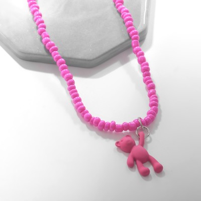 Кулон «Мишка» игрушечный, цвет розовый, 45 см