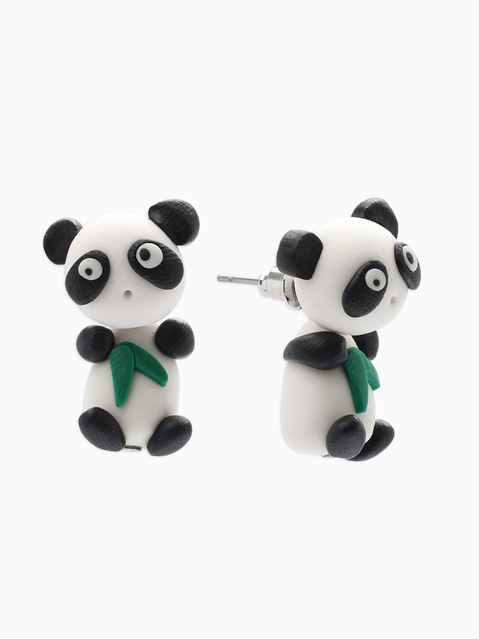 Серьги из полимерной глины «Панды», чёрно-белые - Фото 1