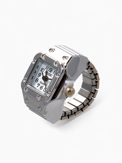 Кольцо «Время» часы квадрат, цвет серебро