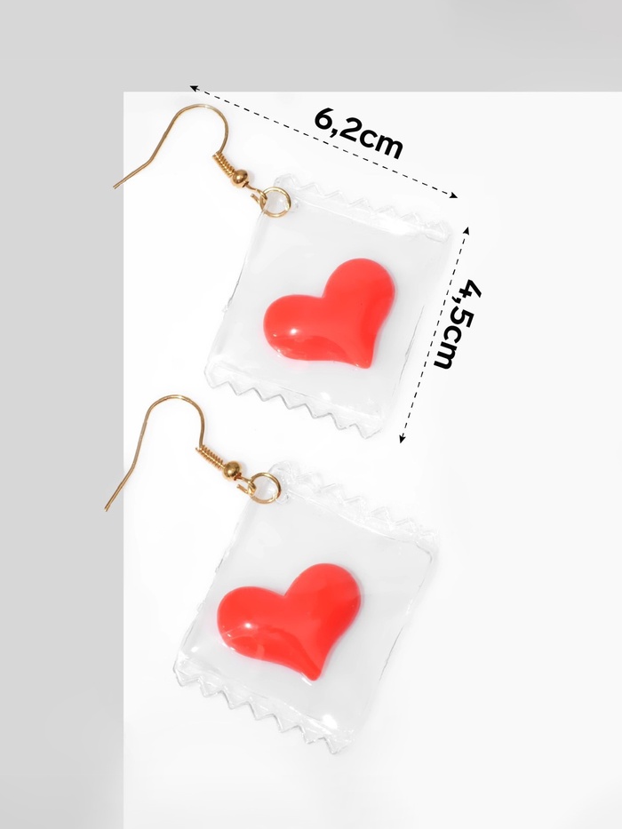 Серьги пластик «Сердца в пакетиках», красные - Фото 1