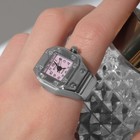 Кольцо «Время» часы, розовый квадрат, цвет серебро - фото 10681344
