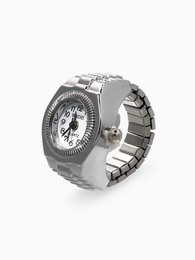 Кольцо «Время» часы круг, цвет серебро