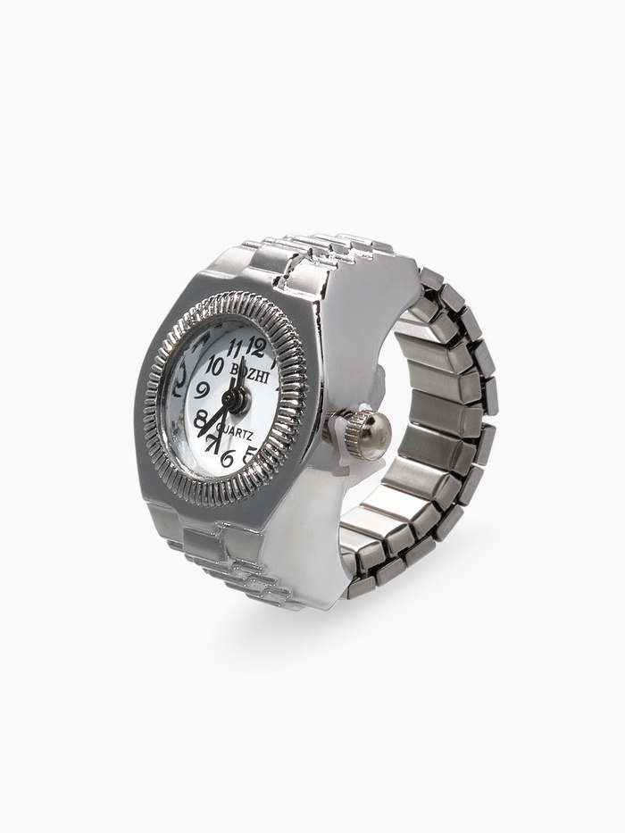 Кольцо «Время» часы круг, цвет серебро - Фото 1