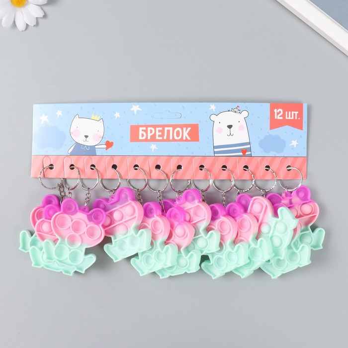 Брелок резина антистресс (бесконечная пупырка) "Лягушка разноцветная" 5,5х6 см 9613751