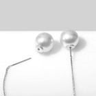 Серьги с жемчугом «Бусина» кружки, цвет белый в серебре - Фото 2