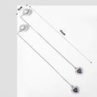 Серьги с жемчугом «Бусина» сердечки, цвет бело-фиолетовый в серебре - Фото 1