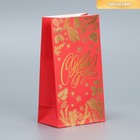 Пакет без ручек «С Новым Годом!», красный, с тиснением, 10 × 19.5 × 7 см - фото 10681380
