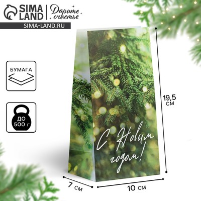 Пакет без ручек «С Новым годом», веточка ели, 10×19.5×7 см