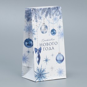 Пакет без ручек «Счастливого нового года», снежинки, 10 × 19.5 × 7 см
