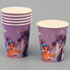 Набор бумажной посуды одноразовый Единорог и принцесса»: 6 тарелок, 6 стаканов - фото 4612578