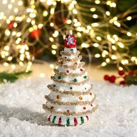 Елочное украшение "Рождественская ёлка" белая, 15 см