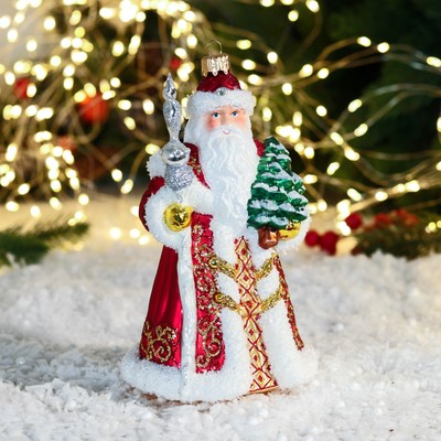 Елочное украшение "Дед Мороз с посохом" 18,5 см