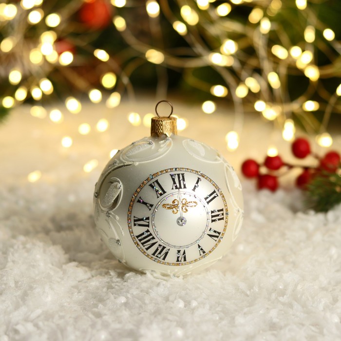 Ёлочный шар новогодний «Часы», h=8 см, МИКС - Фото 1