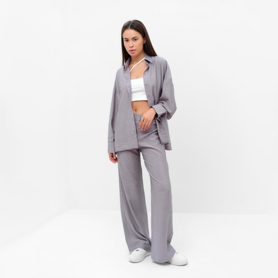 Костюм женский (рубашка, брюки) MIST Summer Time, размер 48, серый