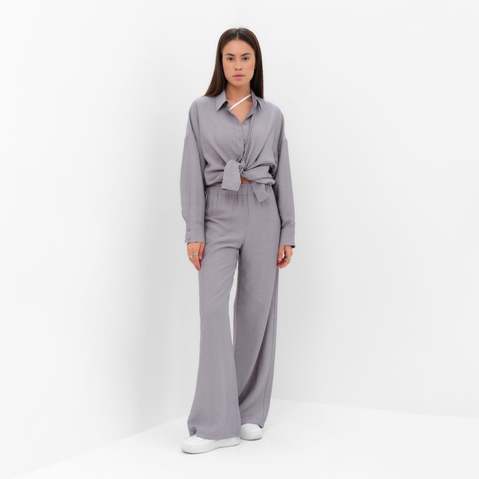 Костюм женский (рубашка и брюки) MIST Summer Time, р.48, серый 64998