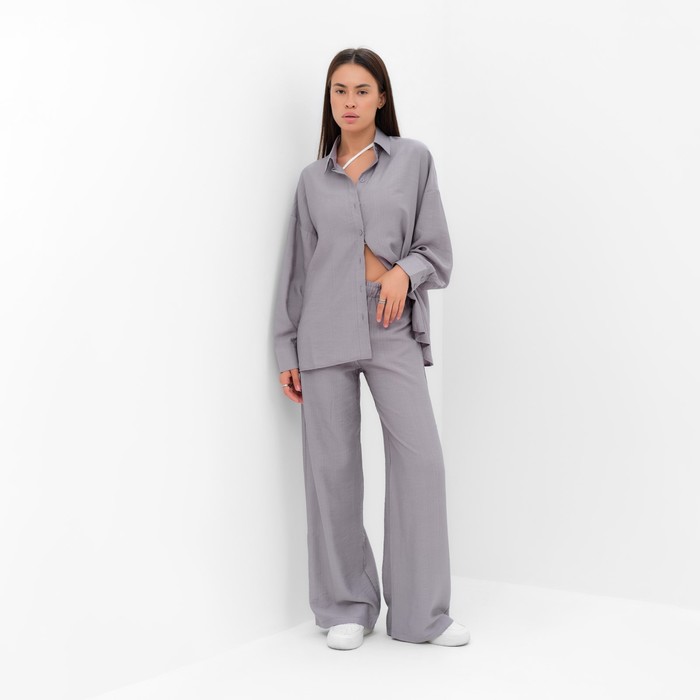 Костюм женский (рубашка и брюки) MIST Summer Time, р.48, серый 64998