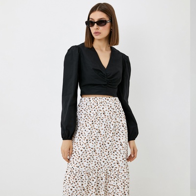 Блузка женская укороченная MIST Summer time, размер 42, чёрная