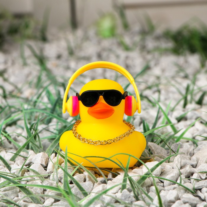 Утка с наушниками, цвет жёлтый, в очках - Фото 1