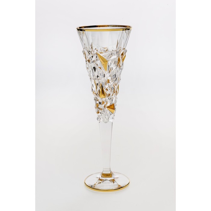 Набор рюмок для шампанского Glacier, декор золото, 6 шт., 200 мл