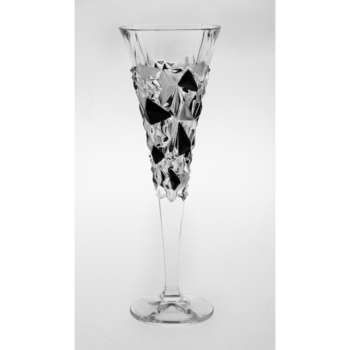 Набор рюмок для шампанского Glacier, декор матовый, черный, 6 шт., 200 мл