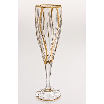 Набор рюмок для шампанского Ocean, декор золото, 6 шт., 180 мл