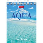 Блокнот А7, 60 листов на гребне AQUA, обложка мелованный картон, блок офсет 65г/м2 - фото 24250786