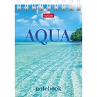 Блокнот А7, 60 листов на гребне AQUA, обложка мелованный картон, блок офсет 65г/м2 - фото 24250788