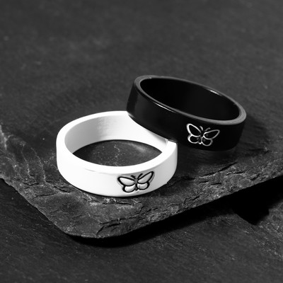 Кольца парные «Бабочки», 2 шт. чёрно-белое