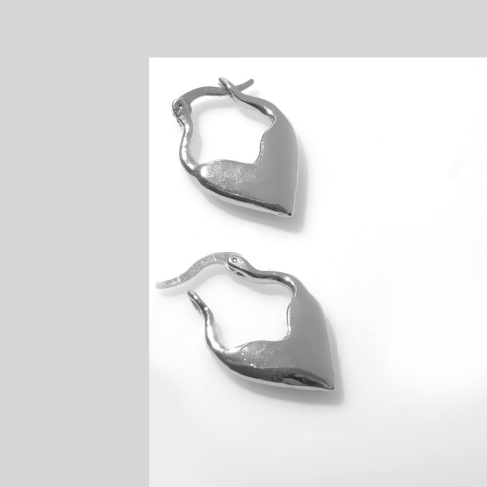 Серьги "Сердце" миниатюрное, цвет серебро
