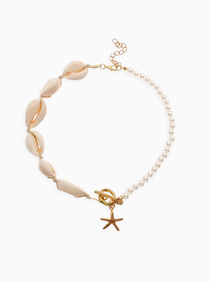 Чокер «Морская звезда», белый в золоте, 42 см - Фото 1