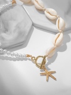Чокер «Морская звезда», белый в золоте, 42 см 9604013