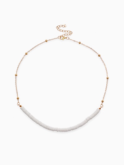 Колье «Перламутр» майя, белое в золоте, 42 см