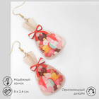 Серьги пластик «Сердца» в мешочках, цветные в золоте - Фото 1