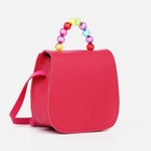 Сумка для девочки COLOR на длинном ремешке, ручка из бусин, на магните, малиновая - Фото 1